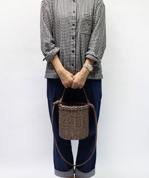  MAKE UP（メイクアップ）の「MAKE UP 軽量PEラウンド 2wayミニトートバッグ/かごバッグ(巾着付)（トートバッグ・レディース・ブラック/ブラウン・FREE）」の19枚目の写真