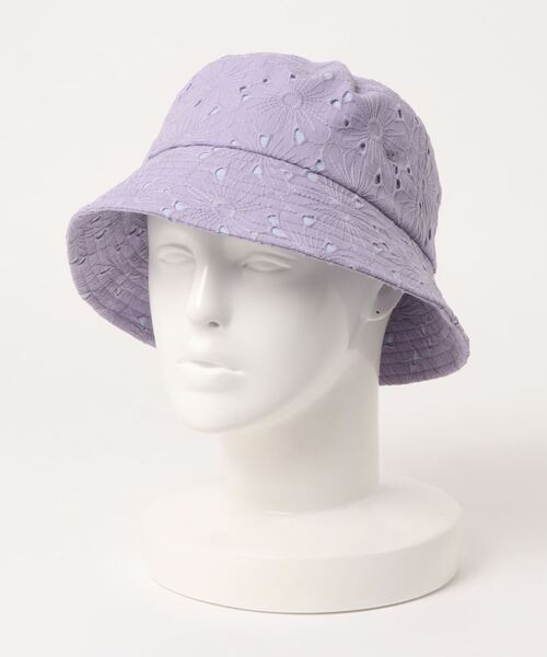 axes femme POETIQUE（アクシーズファムポエティック）の「フラワーレースバケハ（ハット・レディース・ホワイト/ラベンダー/ブラウン・MEDIUM）」の2枚目の写真