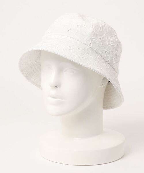 axes femme POETIQUE（アクシーズファムポエティック）の「フラワーレースバケハ（ハット・レディース・ホワイト/ラベンダー/ブラウン・MEDIUM）」の3枚目の写真