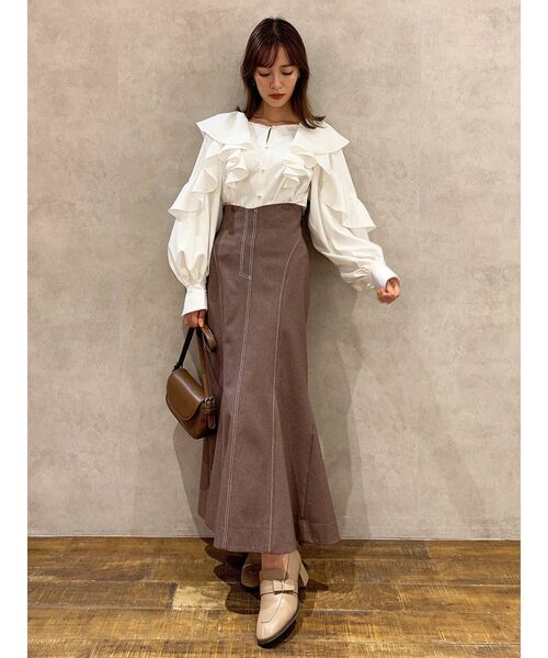 dazzlin（ダズリン）の「ステッチラインマーメイドスカート（スカート・レディース・ブラウン/インディゴブルー/その他1/ベージュ/ブルー・SMALL/MEDIUM）」の21枚目の写真