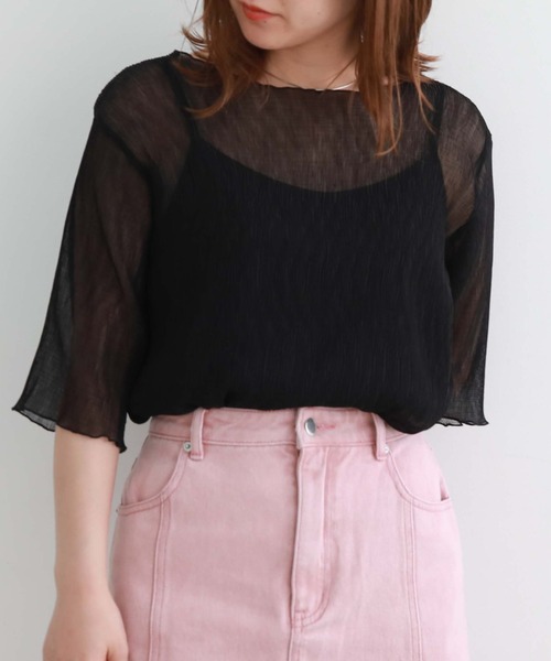 archives（アルシーヴ）の「シアー楊柳半袖ブラウス（シャツ/ブラウス・レディース・アイボリー/ブラック/ミント/イエロー/オレンジ/ブラウン・MEDIUM）」の2枚目の写真