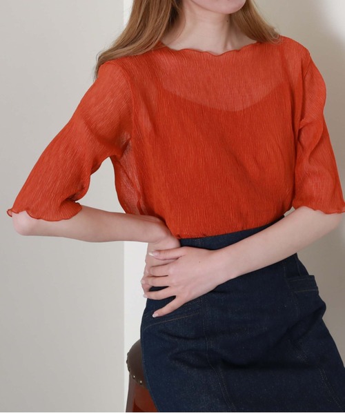 archives（アルシーヴ）の「シアー楊柳半袖ブラウス（シャツ/ブラウス・レディース・アイボリー/ブラック/ミント/イエロー/オレンジ/ブラウン・MEDIUM）」の9枚目の写真