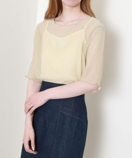 archives（アルシーヴ）の「シアー楊柳半袖ブラウス（シャツ/ブラウス・レディース・アイボリー/ブラック/ミント/イエロー/オレンジ/ブラウン・MEDIUM）」の8枚目の写真