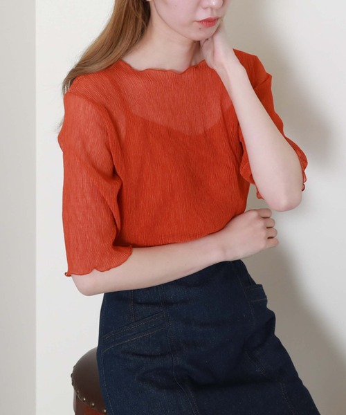 archives（アルシーヴ）の「シアー楊柳半袖ブラウス（シャツ/ブラウス・レディース・アイボリー/ブラック/ミント/イエロー/オレンジ/ブラウン・MEDIUM）」の14枚目の写真