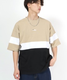 FILA（フィラ）の「FILA（フィラ）ワンポイント刺繍 胸下切替ラインビッグシルエットTシャツ（Tシャツ/カットソー・メンズ）」