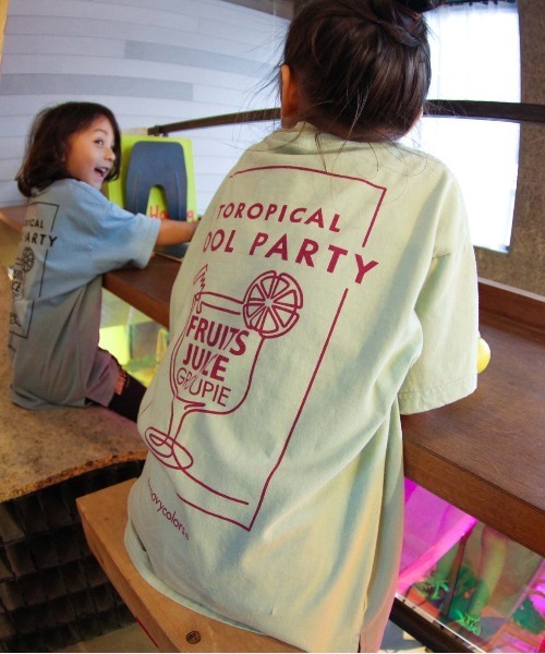 GROOVY COLORS（グルービーカラーズ）の「天竺 TOO BIG Tシャツ（Tシャツ/カットソー・キッズ・チャコールグレー/グリーン・120/110/100）」の2枚目の写真