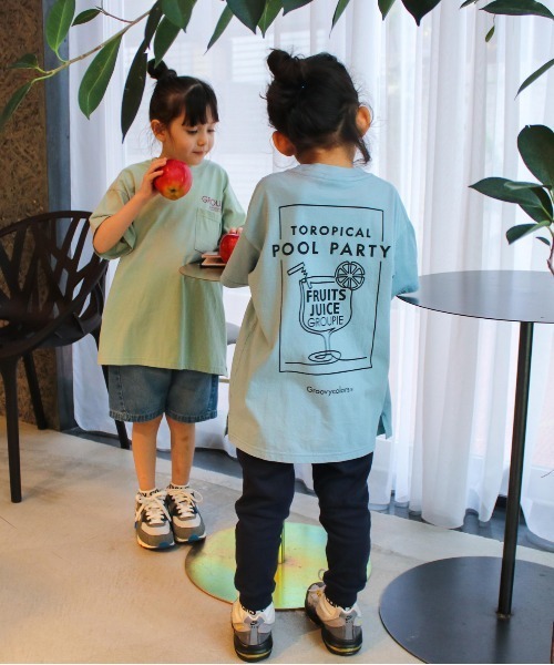 GROOVY COLORS（グルービーカラーズ）の「天竺 TOO BIG Tシャツ（Tシャツ/カットソー・キッズ・チャコールグレー/グリーン・120/110/100）」の17枚目の写真