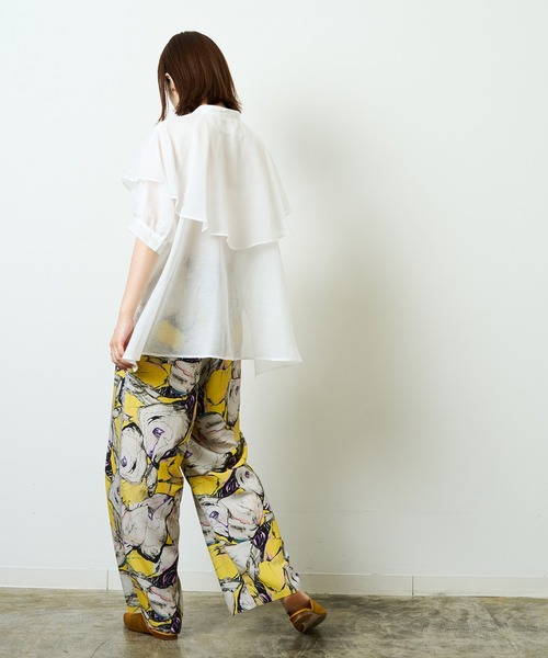 HERENCIA（ヘレンチア）の「ケープ風シアーブラウス（シャツ/ブラウス・レディース・グリーン/イエロー/ホワイト・MEDIUM）」の10枚目の写真