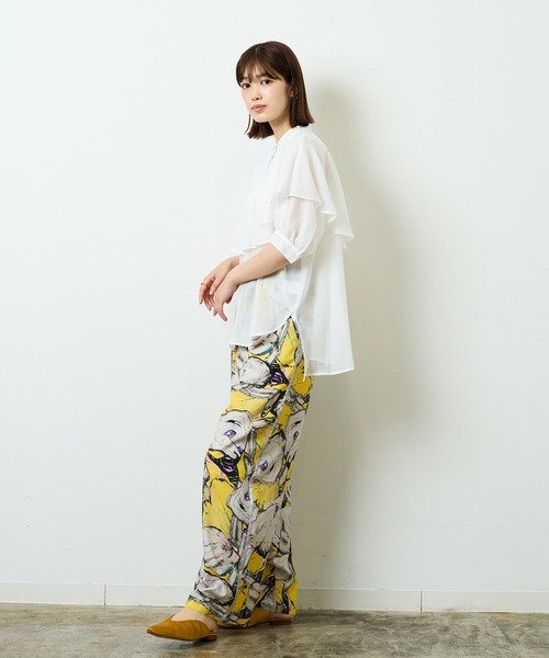 HERENCIA（ヘレンチア）の「ケープ風シアーブラウス（シャツ/ブラウス・レディース・グリーン/イエロー/ホワイト・MEDIUM）」の8枚目の写真