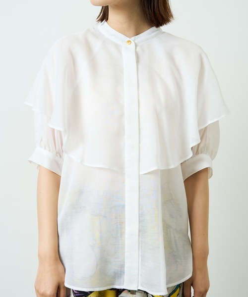 HERENCIA（ヘレンチア）の「ケープ風シアーブラウス（シャツ/ブラウス・レディース・グリーン/イエロー/ホワイト・MEDIUM）」の12枚目の写真