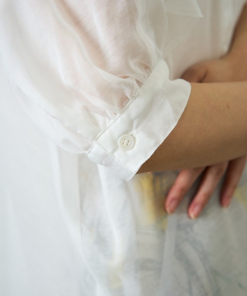 HERENCIA（ヘレンチア）の「ケープ風シアーブラウス（シャツ/ブラウス・レディース・グリーン/イエロー/ホワイト・MEDIUM）」の18枚目の写真