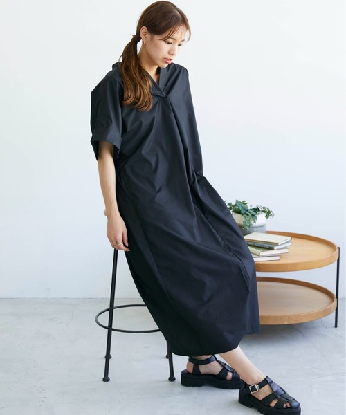 ECRIRE(エクリール)の「スキッパーワンピース(ワンピース・レディース・ブルー/ブラック・M)」の9枚目の写真