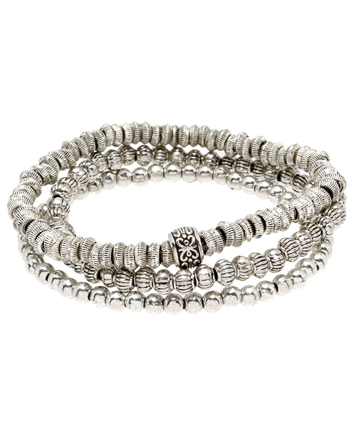 green label relaxing(グリーンレーベルリラクシング)の「GC メタルビーズ3レン/ブレスレット tvl1060(ブレスレット・レディース・シルバー/その他1・フリー)」の1枚目の写真