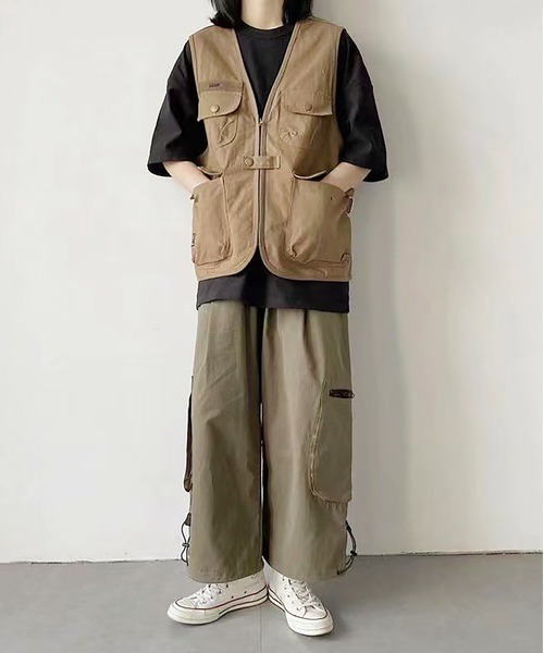 Monocoro toppi(モノコロトッピ)の「メンズライク ワイド フィッシングベスト(ベスト・レディース・ネイビー/ベージュ・L/2L/3L/M)」の11枚目の写真