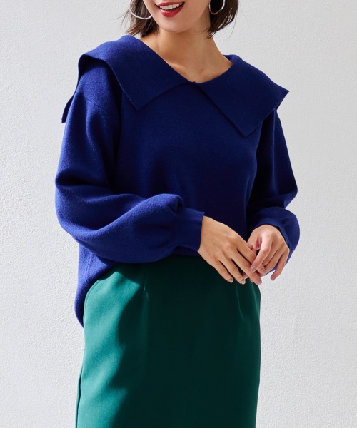 RANAN(ラナン)の「衿付きニットプルオーバー(ニット/セーター・レディース・オレンジ/ブルー・M/L/LL)」の5枚目の写真