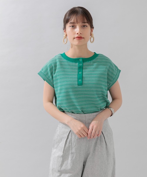 Paradise Picnic（パラダイスピクニック）の「前後2WAYワッフルプルオーバー（Tシャツ/カットソー・レディース・ブラック/チャコールグレー/ホワイト/グリーン・FREE）」の4枚目の写真