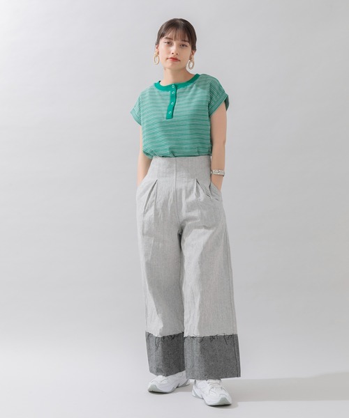 Paradise Picnic（パラダイスピクニック）の「前後2WAYワッフルプルオーバー（Tシャツ/カットソー・レディース・ブラック/チャコールグレー/ホワイト/グリーン・FREE）」の15枚目の写真