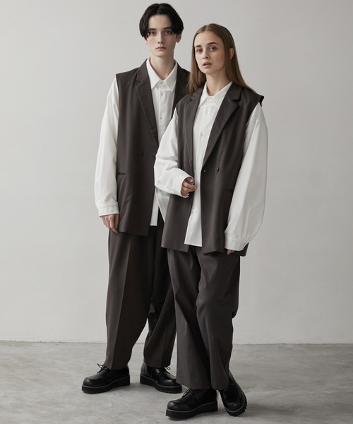 CLEL】TR Loose Double Gilet Vest / TR ルーズダブルジレベスト
