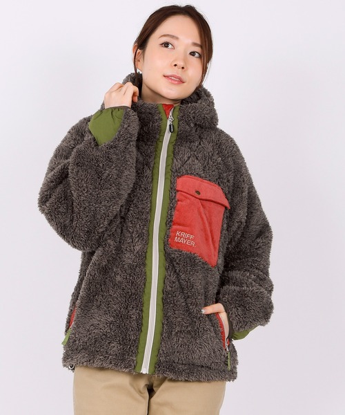 KRIFF MAYER Lady's Collection(クリフメイヤーレディースコレクション)の「シャギーボアフードJK(その他アウター・レディース・モカ/ネイビー/ベージュ/カラフル/カーキ/ナチュラル/グレー・MEDIUM/LARGE)」の3枚目の写真