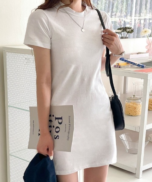 SONA(ソナ)の「SONYUNARA シンプル半袖ミニワンピース(ワンピース・レディース・ホワイト/ライトグレー/スカイブルー/ブラック/ベージュ/ネイビー/グレー/ピンク/イエロー・FREE)」の20枚目の写真
