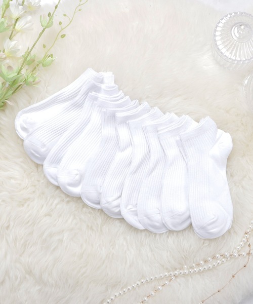 セール】【10足セット】リブ編みくるぶしソックス（ソックス