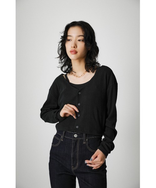 AZUL by moussy（アズールバイマウジー）の「ENSEMBLE CUT RIB CARDIGAN/アンサンブルカットリブカーディガン（カーディガン/ボレロ・レディース・ブラック/オレンジ/グリーン・SMALL/MEDIUM）」の11枚目の写真