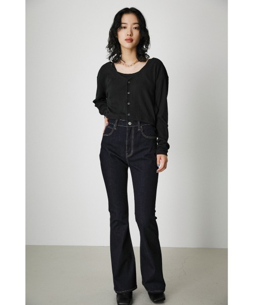 AZUL by moussy（アズールバイマウジー）の「ENSEMBLE CUT RIB CARDIGAN/アンサンブルカットリブカーディガン（カーディガン/ボレロ・レディース・ブラック/オレンジ/グリーン・SMALL/MEDIUM）」の13枚目の写真