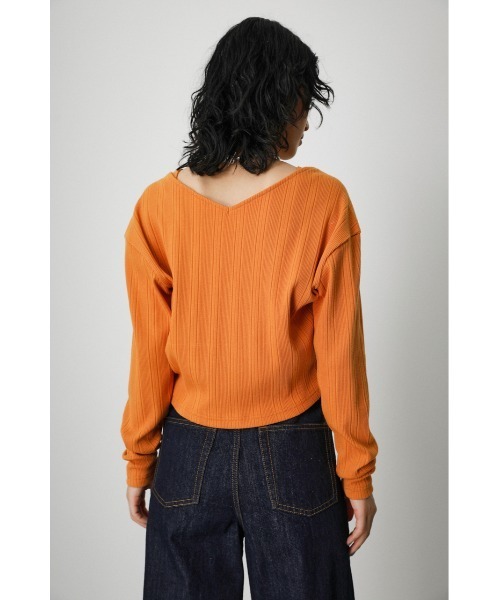 AZUL by moussy（アズールバイマウジー）の「ENSEMBLE CUT RIB CARDIGAN/アンサンブルカットリブカーディガン（カーディガン/ボレロ・レディース・ブラック/オレンジ/グリーン・SMALL/MEDIUM）」の6枚目の写真