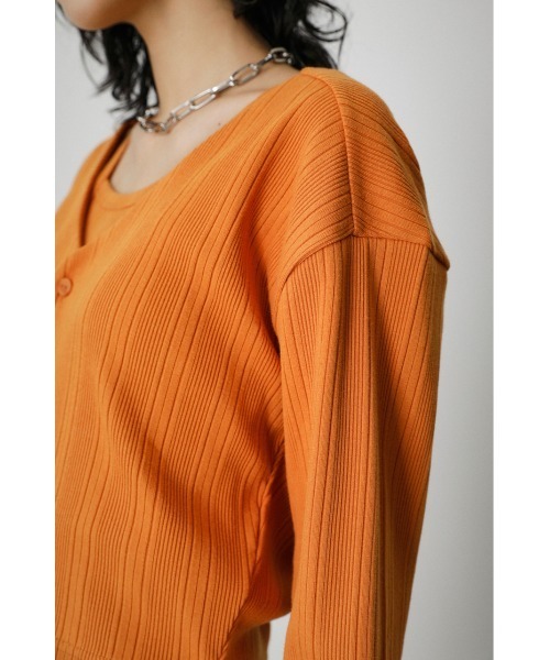 AZUL by moussy（アズールバイマウジー）の「ENSEMBLE CUT RIB CARDIGAN/アンサンブルカットリブカーディガン（カーディガン/ボレロ・レディース・ブラック/オレンジ/グリーン・SMALL/MEDIUM）」の8枚目の写真