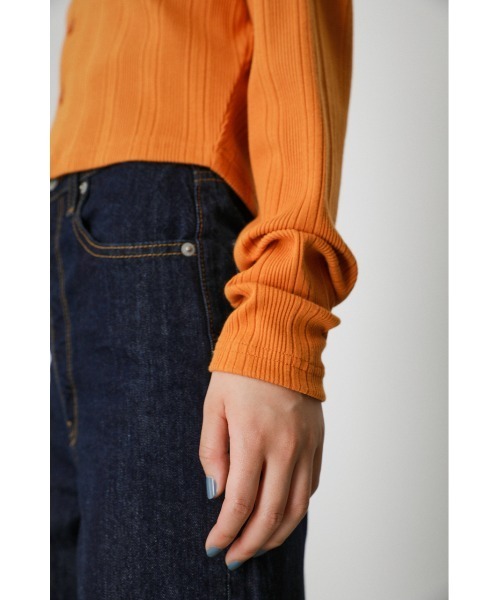 AZUL by moussy（アズールバイマウジー）の「ENSEMBLE CUT RIB CARDIGAN/アンサンブルカットリブカーディガン（カーディガン/ボレロ・レディース・ブラック/オレンジ/グリーン・SMALL/MEDIUM）」の9枚目の写真