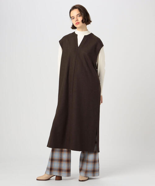 TOMORROWLAND （トゥモローランド）の「ミックスミルドジャージー カフタンワンピース（ワンピース・レディース・ミント/ダークブラウン/ライトベージュ・36）」の2枚目の写真