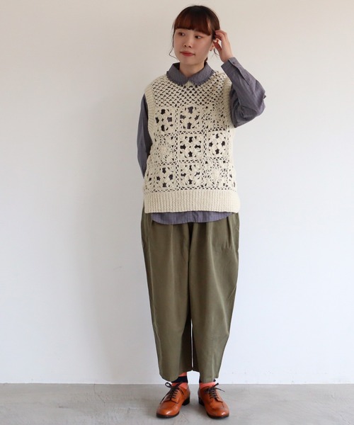 aimer le mieux（エメルミュー）の「aimer 綿テンセル ゆったりパンツ（その他パンツ・レディース・チャコールグレー/カーキ/アイボリー・FREE）」の11枚目の写真