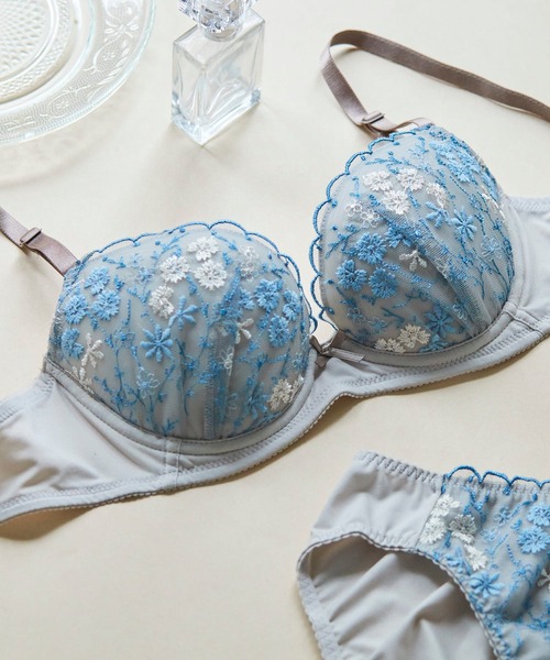 une nana cool(ウンナナクール)の「Botanical eden 3/4カップブラジャー(ブラジャー)」|グレー