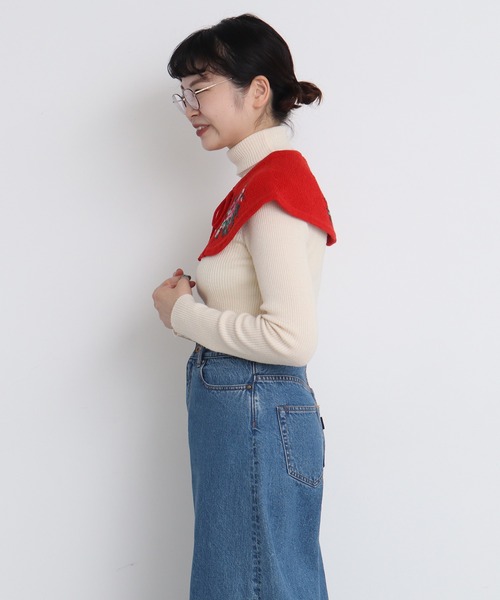 Dot＆Stripes CHILD WOMAN（ドットアンドストライプス　チャイルドウーマン）の「ラムかのこハンド刺繍 つけ衿（付け襟・レディース・ブラック/レッド/アイボリー・FREE）」の10枚目の写真