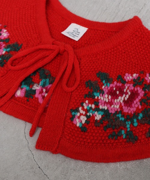 Dot＆Stripes CHILD WOMAN（ドットアンドストライプス　チャイルドウーマン）の「ラムかのこハンド刺繍 つけ衿（付け襟・レディース・ブラック/レッド/アイボリー・FREE）」の18枚目の写真