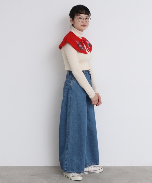 Dot＆Stripes CHILD WOMAN（ドットアンドストライプス　チャイルドウーマン）の「ラムかのこハンド刺繍 つけ衿（付け襟・レディース・ブラック/レッド/アイボリー・FREE）」の15枚目の写真