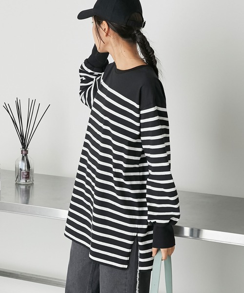 forksy.（フォルクシー）の「【forksy.】パネルボーダーボリューム袖ビックサイズプルオーバー（Tシャツ/カットソー・レディース・ホワイト×レッド/ホワイト×ブルー/ホワイト×ブラック/ホワイト×ピンク/ブラック×ホワイト・FREE）」の16枚目の写真