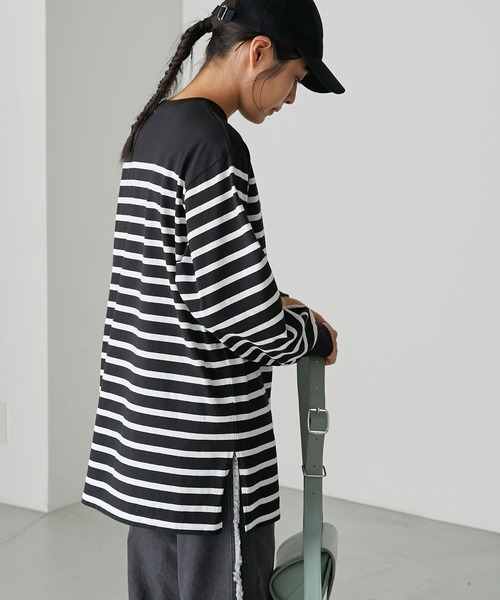 tシャツ パネルボーダープルオーバー レディース パネルボーダー プルオーバー 5分袖 Tシャツ