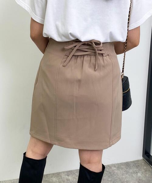 INGNI（イング）の「BACKレースUPミニスカート(セットアップ対応)（スカート・レディース・ブラック/ベージュ/ブラウン系その他2/ホワイト系5・FREE）」の4枚目の写真