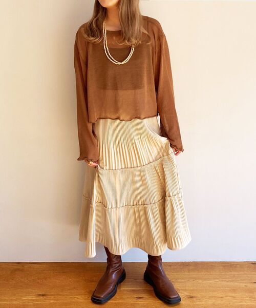 ur,Melty（ユアメルティー）の「プリーツティアードスカート（スカート・レディース・ブラック・FREE）」の2枚目の写真