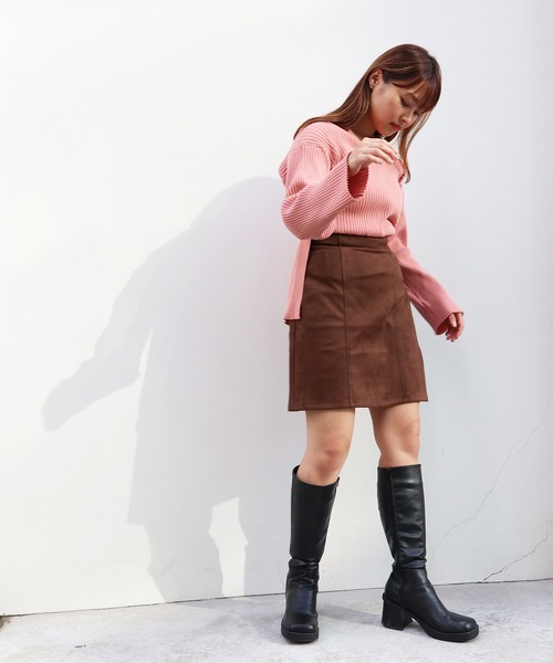 Brownie(ブラウニー)の「Brownie スエードポンチハイウエストミニスカート(スカート・レディース・ブラック/ブラウン/ライトベージュ・FREE)」の13枚目の写真