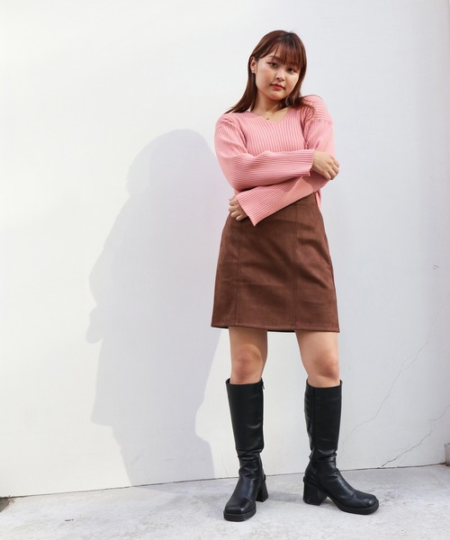Brownie(ブラウニー)の「Brownie スエードポンチハイウエストミニスカート(スカート・レディース・ブラック/ブラウン/ライトベージュ・FREE)」の14枚目の写真
