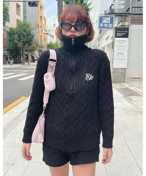 epine duffle cable knit cardigan エピヌ epine（エピヌ）の「cable knit lady onepiece（ワンピース