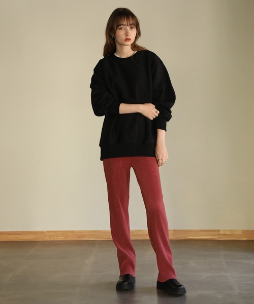 aity（アイティ）の「セルフカット対応 せセミフレアプリーツパンツ（その他パンツ・レディース・ダークグリーン/ブラック/アイボリー/マスタード/ピンク/テラコッタ・M）」の6枚目の写真