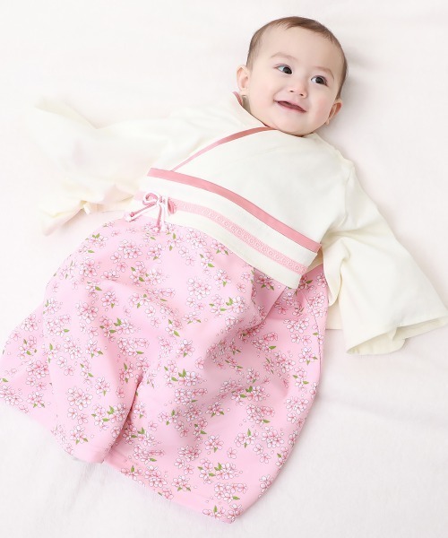 devirock（デビロック）の「袴 2WAYロンパース（着物・キッズ・ピンク/ライトグレー・70cm/80ｃｍ）」の4枚目の写真