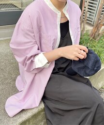 frames RAY CASSIN | S/M/L展開 ストライプクレリックバンドカラーシャツ(シャツ/ブラウス)