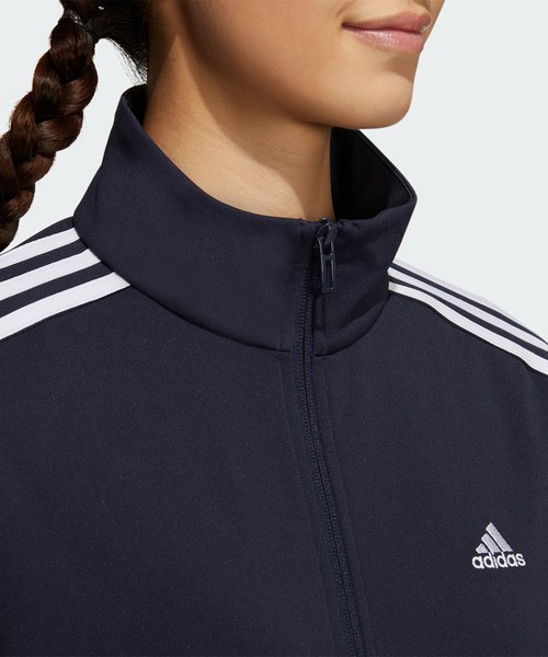 アディダス adidas レディス スリーストライプス ルーズフィット ダブルニット トラックトップ JW9787 (ネイビー) アディダス（adidas）（レディース）スリーストライプス ルーズ