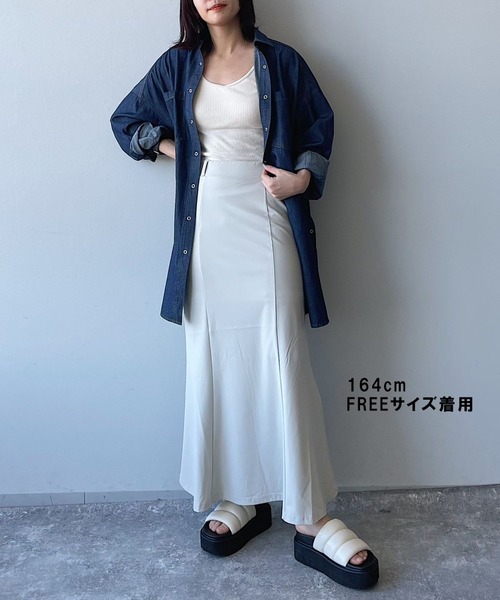 PAGEBOY（ページボーイ）の「WEB限定アイテム / ストレッチマーメイドスカート（スカート・レディース・ブルー/ブラック/カーキ/グレイッシュベージュ・FREE/S）」の14枚目の写真