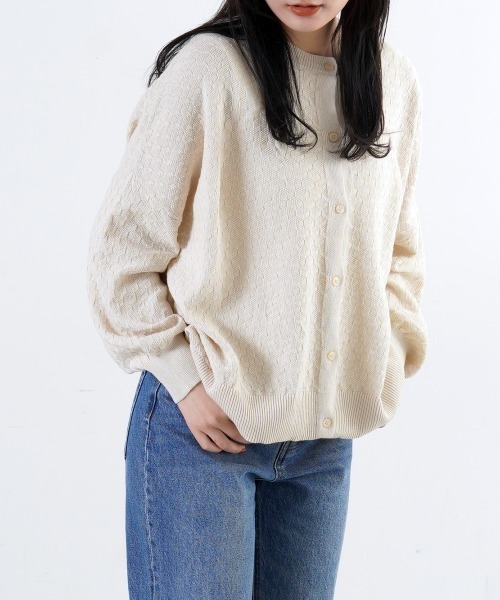 LUPILIEN(ルピリアン)の「綿12Gニット カーディガン(カーディガン/ボレロ・レディース・グリーン/ブラック/アイボリー/ブルー・FREE)」の2枚目の写真