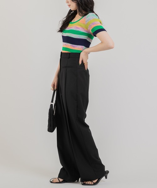 soerte マルチカラージャガードニットポロ ブラウン SIZE2 MULTI COLLAR JACQUARD KNIT POLO/マルチカラージャガード